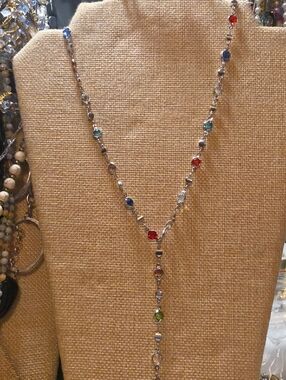 Multicolor Gemstone Y-Chain Necklace - Elegant Women's Jewelry